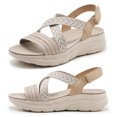 thumbnail image 1 of Sandalias con tiras cruzadas para mujer Sandalias de playa de verano Sandalias planas para vacaciones de fiesta, 1 of 9