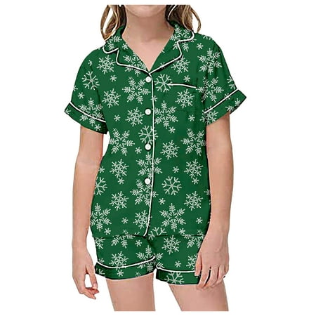 

EHQJNJ Toddler Girl Pajamas Kid s Summer Homewear Boys Girls Printed Short Sleeve T Shirt Short Pants Pajamas Suits Children s Clothing Christmas Pajamas Kids Girls 4-5 Years