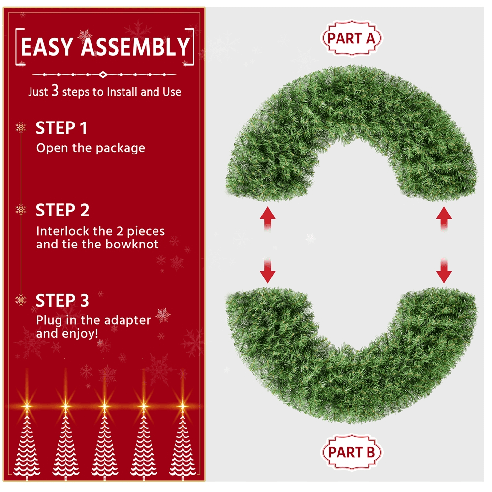 Alden Design 48in Artificial Christmas Wreath with 200 LED Lights, Green