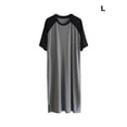thumbnail image 1 of Chemise de Nuit pour Homme en Coton Raglan, Vêtement de Nuit Léger, Robe de Pyjama Respirante à Col Rond, Chemise de Sommeil à Empiècements, Nuisette Noire/gris Foncé L, 1 of 9