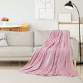 thumbnail image 3 of PiccoCasa Flannel Fleece Blanket, Microfiber Fuzzy Plush Blankets for Sofa, Pink 50" x 59", 3 of 8