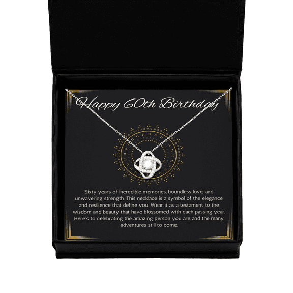 60th Birthday Gift For Women, 60th Birthday Gift Necklace for Mom, Grandma, Nana, Sister Love Knot Gift Jewelry For 60th Birthday, Turning 60