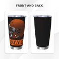 thumbnail image 3 of Taza térmica duradera de acero inoxidable 304 con tema del equipo de fútbol de los Browns con tapa y pajita Taza térmica de acero inoxidable de 20 oz Taza para automóvil Adecuada para bebidas frías y, 3 of 8