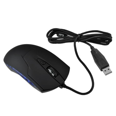 Insten USB Gaming Wired Mouse Black Optical Laser Mice with Blue LED for PC Laptop Computer