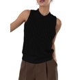 thumbnail image 3 of Womens Summer Knit Sweater Tank Tops Round Neck Crochet Hollow Out Sleeveless Casual Crop Shirt Black S, 3 of 9