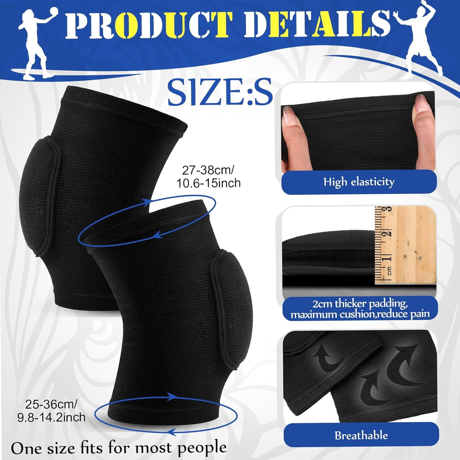 Volleyball Knee Pad and Arm Sleeve Forearm Elbow Sleeve Wrist Guard with Protection Pad and Thumb Hole