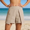 thumbnail image 5 of Nmnitkp Shorts for Women High Waisted Linen Blend A-Line Wide Leg Shorts, Plus Size Casual Pleated Summer Shorts, Lightweight for Beach Vacation & Daily Wear Beige,XL, 5 of 6