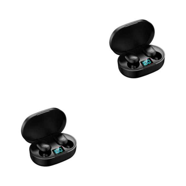 Cateissary Auriculares intrauditivos compatibles con Bluetooth con micrófono Negro 2Conjunto