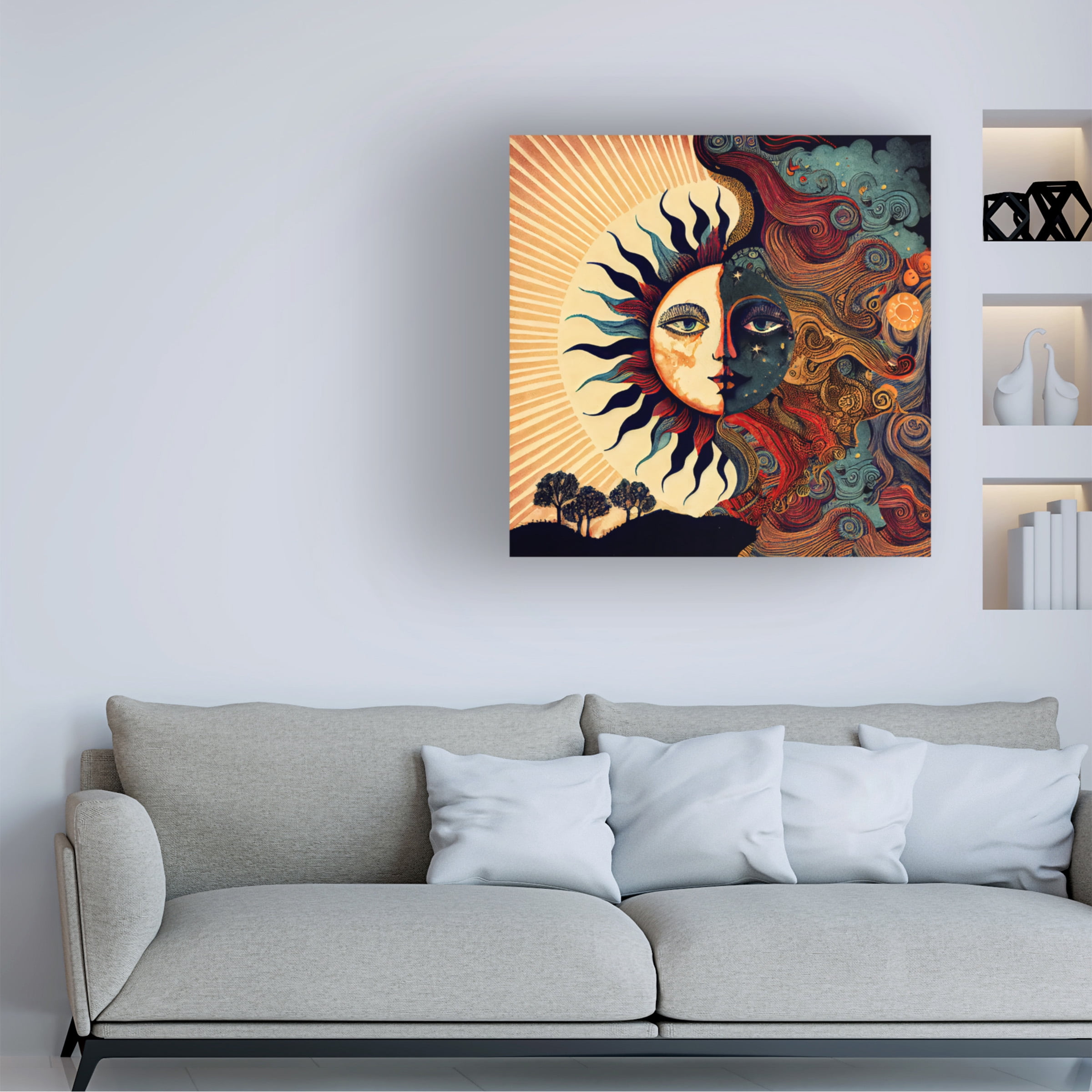 Canvas Wall Art - Sasha 'The Moon Says to the Sun I' Wall Art for Living Room, Bedroom, or Office Décor by Trademark Fine Art - 24 x 24 Inches