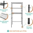 thumbnail image 3 of Over The Toilet Storage, 3-Tier Bathroom Organizer Shelf, Freestanding Space Saver, Toilet Stand, with Anti-Tip Kit, Waterproof Feet Pads, for Bathroom, Laundry, Black, 3 of 14