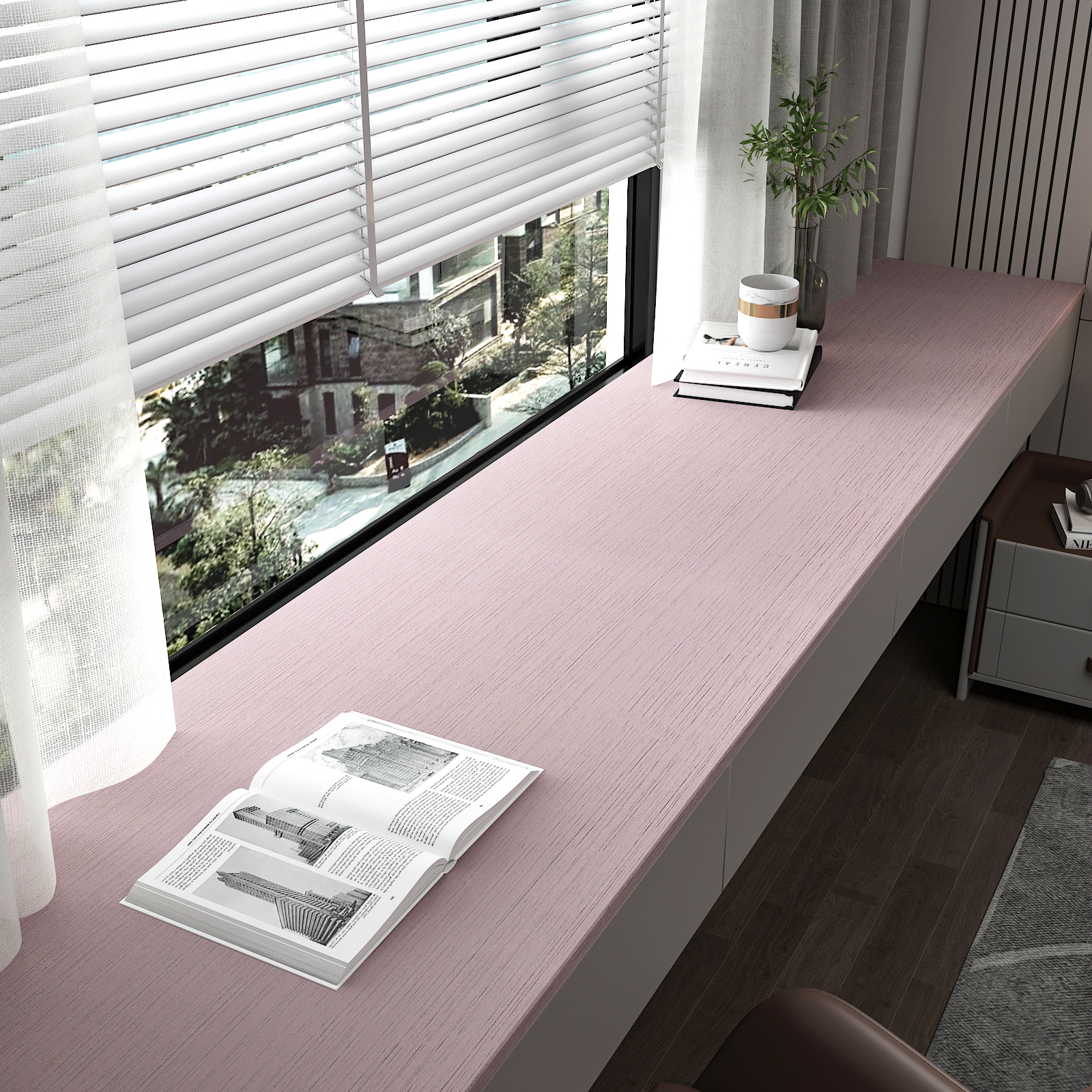CHIHUT 17.7"x236" Light Pink Wallpaper Grasscloth Textured Peel and Stick Wallpaper Adhesive Vinyl