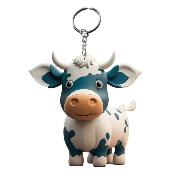 Acrylic Cow Pendant Keychain Keyring, Cute Yak Decoration for Bags or Keys, Durable and Lightweight Gift Accessory for Daily Style Enhancement