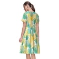 thumbnail image 2 of Bixox Robe d'Été à Manches Courtes pour Femmes Robe Ample Longueur Genou avec Poches-Ananas1, 2 of 7
