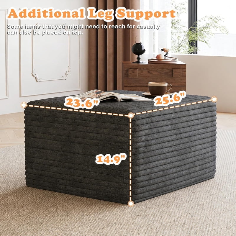 94'' Cloud Sectional Sofa with 2 Ottomans, Modular Upholstered Sofa Couch with Deep Seat, Plush Corduroy Fabric U Shaped Sofa for Living Room, Left Facing Chaise