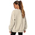 thumbnail image 6 of SCRAWLGOD Sunflower Bee Print Beige Women Crewneck Sweatshirts with Pockets Long Sleeve Drop Shoulder Pullovers Comfy Stylish Loose Fit Clothes for Daily Wear, XXL, 6 of 7