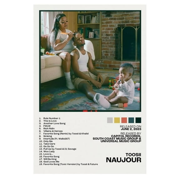 Toosii NAUJOUR Album Cover Music Poster Rap Home Decor For Living Room Hip-Hop Aesthetic Rapper Album Wall Art Records Poster Wall Decor For Bedroom