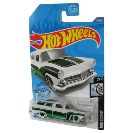 Hot Wheels Rod Squad 7/10 (2017) White Black & Green 8 Crate Toy Car 74/250