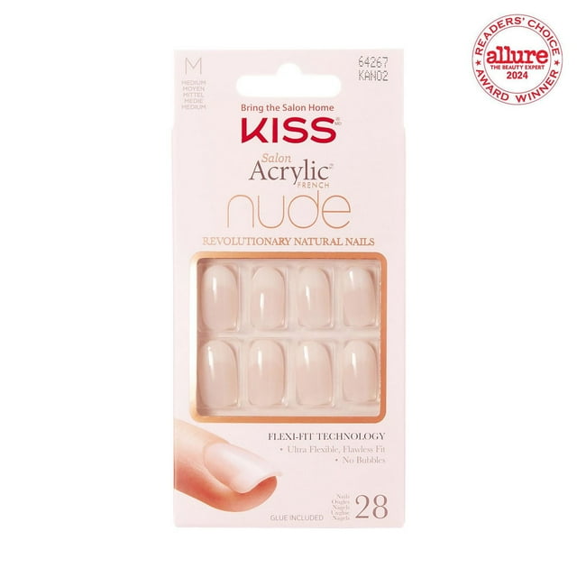 KISS Salon Acrylic - French Nude Breathtaking - Fake Nails, Short