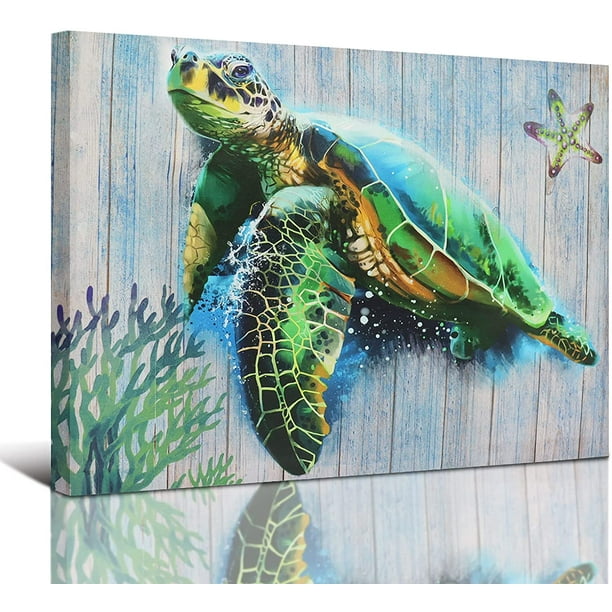 Aboxoo Sea Turtle Canvas Wall Art Pictures Underwater Animal