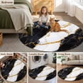 thumbnail image 6 of 7ft Round Rug, Black Marble Non-Skid Rubber Backing Large Area Rugs - Living Room Bedroom Home Office, Luxury Gold White Abstract Cracks Artwork Indoor Floor Mat Carpets Washable Rug, 6 of 9