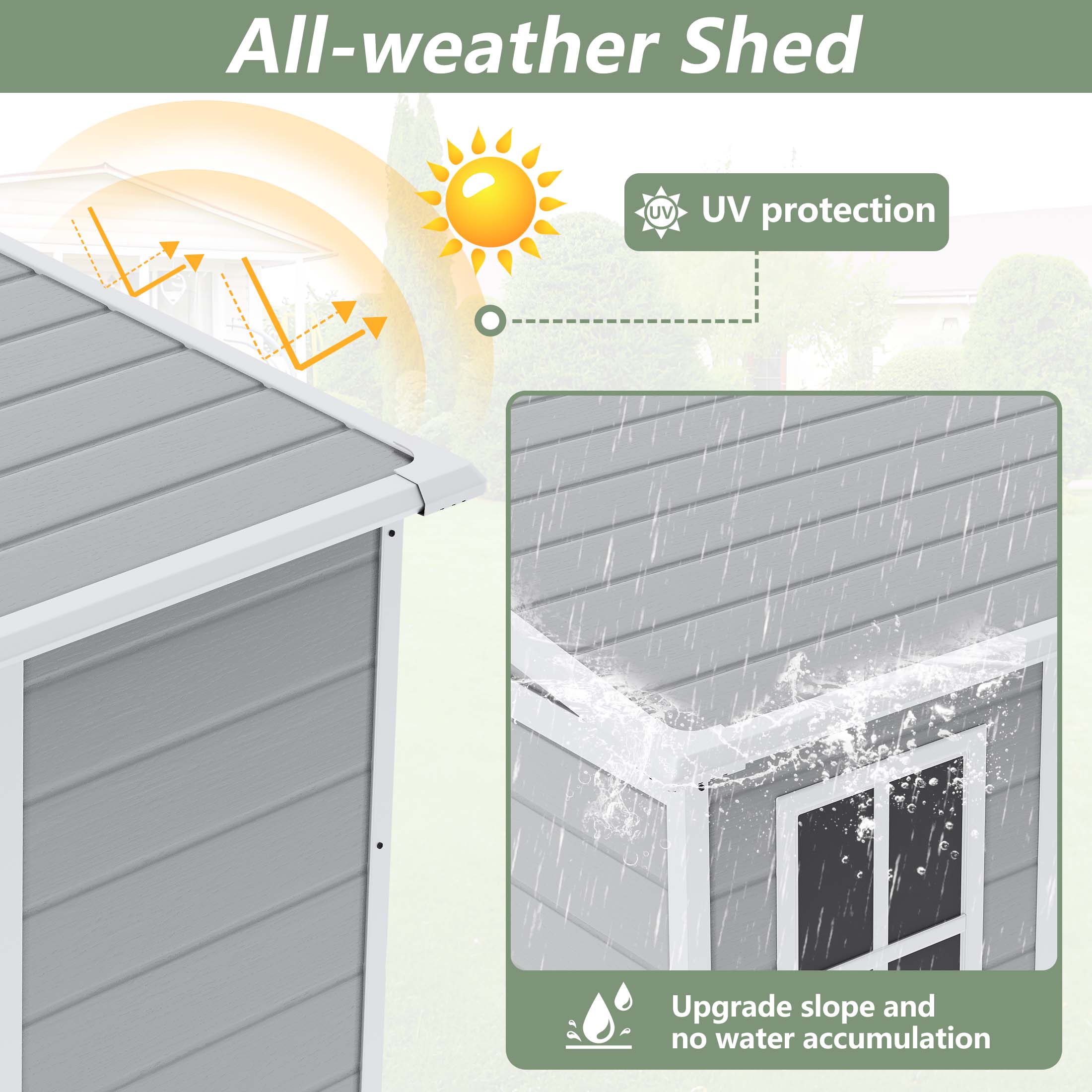 Enyopro 5 x 4FT Outdoor Storage, All-Weather Plastic Resin shed, Utility Tool Large Shed with Dual Lockable Doors for Patio Backyard Lawn, Dark Gray