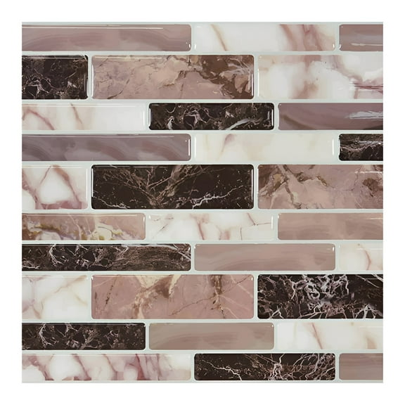 LAMIRO 10 Sheet Peel And Stick Backsplash Subway Wall Tiles Self Adhesive Backsplash Tile for Kitchen Bathroom 6"X6" Beige