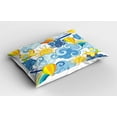 thumbnail image 2 of Ambesonne Sky Pillow Sham 2 Pack, Sun Airplanes and Balloons, 36"x20", Yellow and Pale Blue, 2 of 3