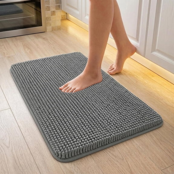 RLESO Shaggy Bath Mat, 17X24 Inches, Ultra Soft Absorbent Microfiber Bathroom Rugs with Non-Slip Rubber Backing, Bath Mats for Bathroom Versatile Small Bath Mat