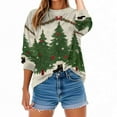 thumbnail image 6 of Lorytime Oversized Vintage Sweatshirt for Women Christmas Tree Fleece Shirt Crew Neck Long Sleeve Pullover Tops, 6 of 9