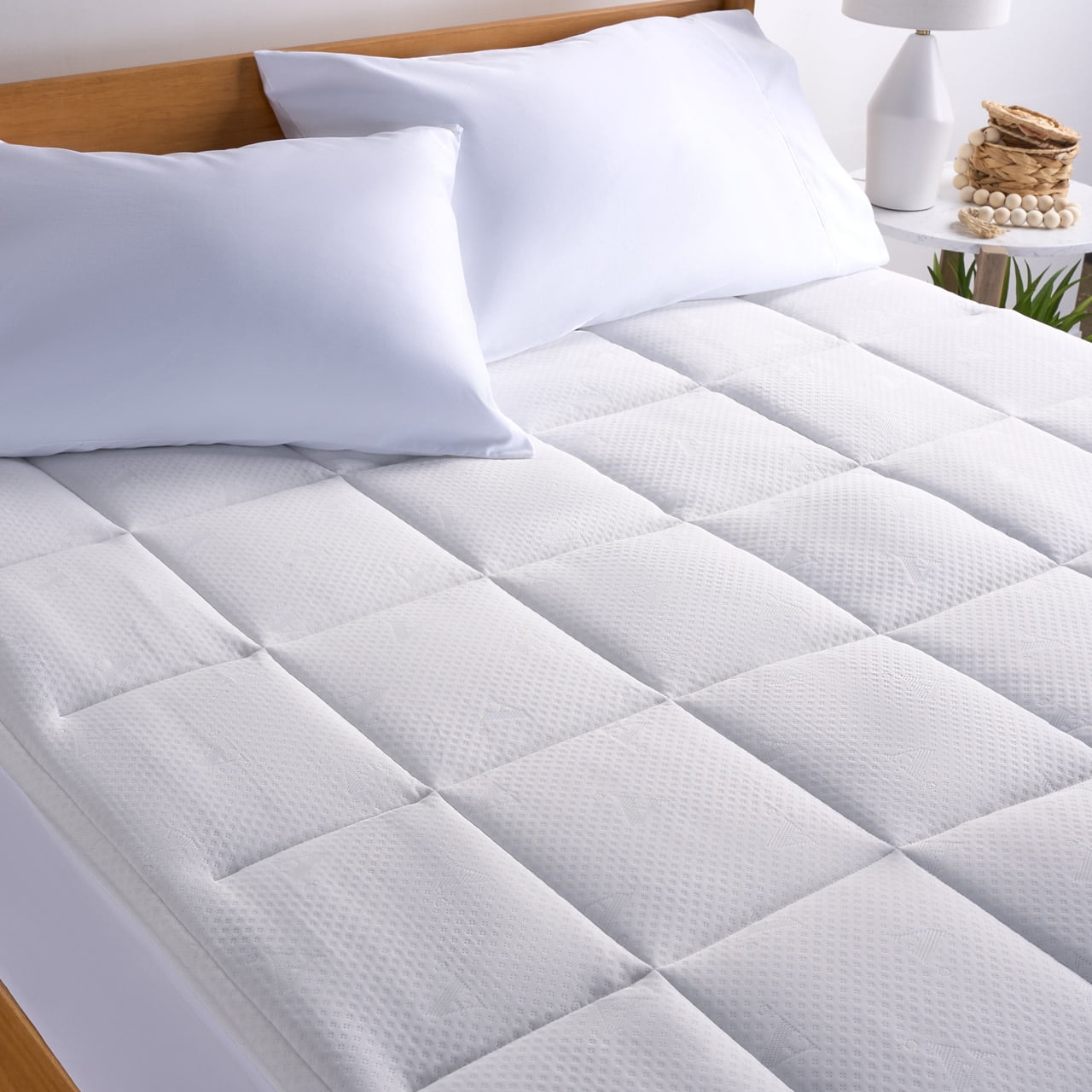 Allswell Sensacool 2" Cooling Pillow Top Fitted Mattress Topper, Queen, Hypoallergenic