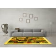 thumbnail image 3 of Ahgly Company Machine Washable Indoor Round Abstract Yellow Contemporary Area Rugs, 5' Round, 3 of 4