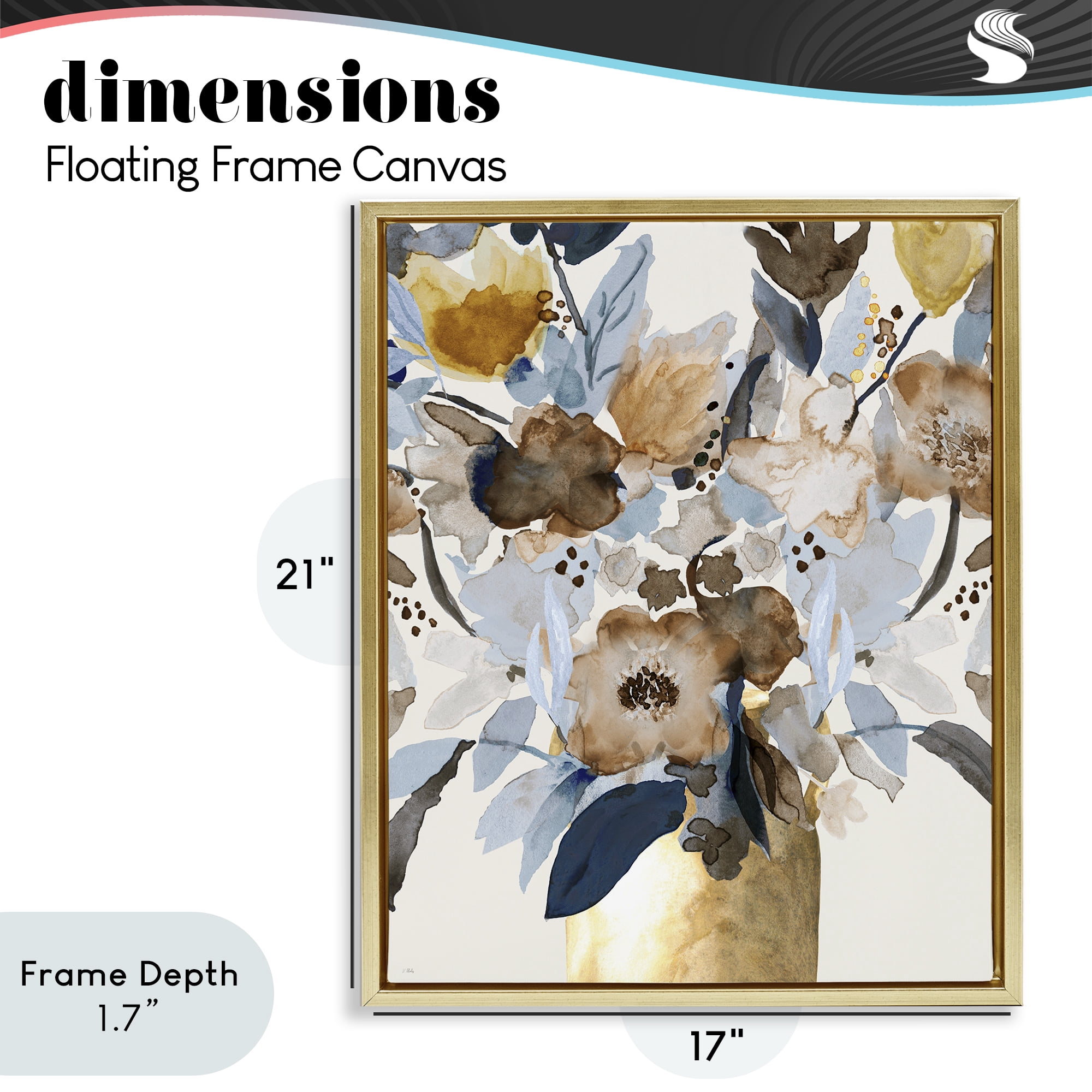 Stupell Industries Expressive Earthy Blossoms Gold Framed Floater Canvas Wall Art, design by Val Rhodes