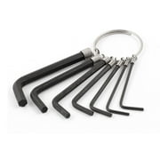 Unique Bargains L Shape Hexagonal Hex Key Wrench Spanners 7 in 1 Set w Keyring