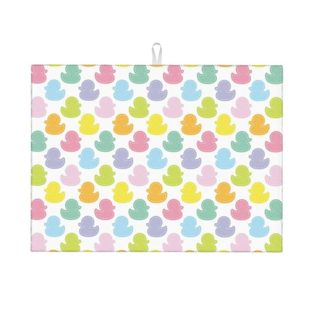 Fotbe Colorful Rubber Duck Alfombrilla de Secado para Cocina con Estampado, 18x24 Pulgadas