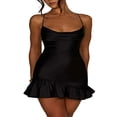 thumbnail image 1 of PENGXIANG Women‘s Bodycon Mini Dress Strappy Backless Ruffle Hem Cocktail Dress, 1 of 5