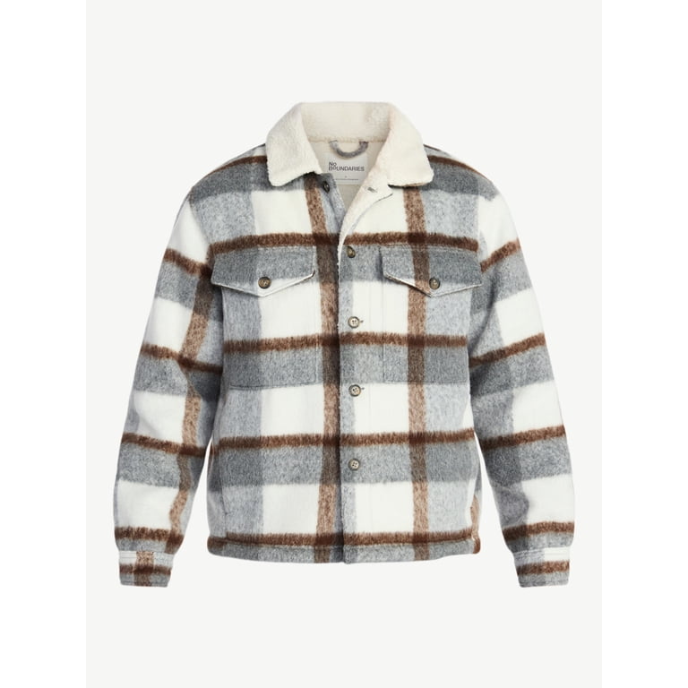 No Boundaries High-Pile Fleece Lined Plaid Overshirt photo 6