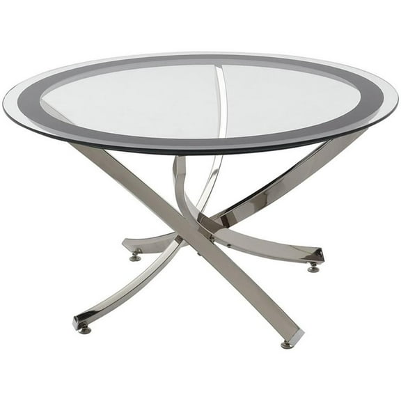 Bowery Hill Round Glass Top Accent Coffee Table in Chrome