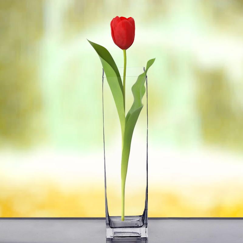 BalsaCircle 6 Clear 16" Square Glass Flower Vases Wedding Party