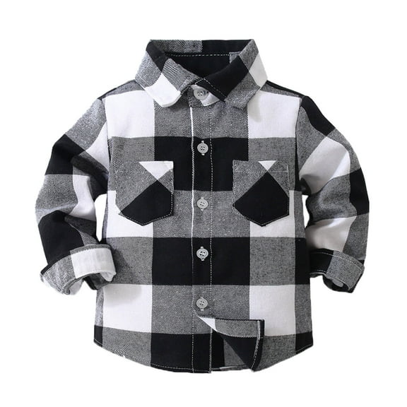 Boys Long Sleeve Shirts Plaid Flannel Shacket Soft Button Down Kids Clothes Stylish Boys Tops for Layering in Fall and Winter