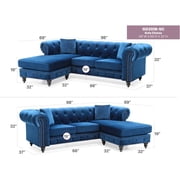 Glory Furniture Nola Sofa Chaise in Navy Blue Color