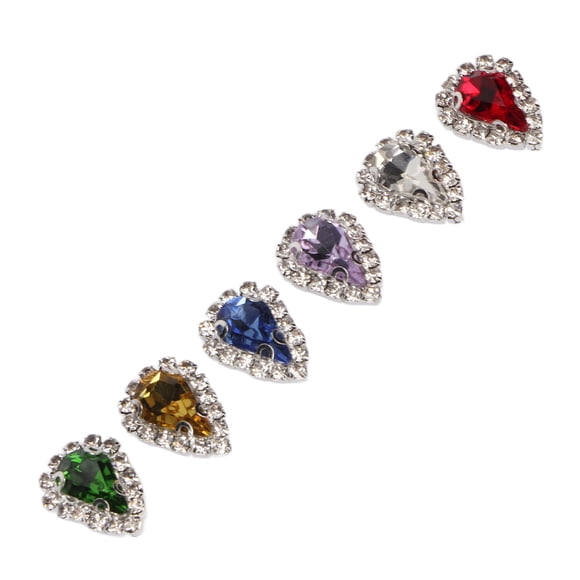 30 piezas de diamantes de imitación para coser, 6 colores, manualidades DIY, diamantes de imitación de cristal con 4 agujeros para manualidades de ropa