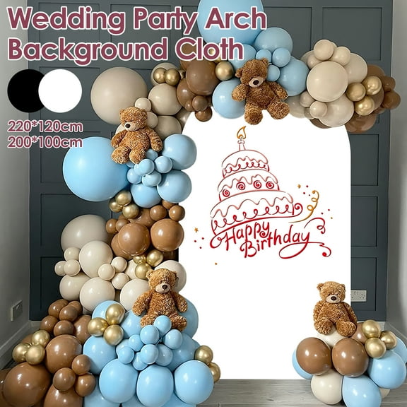 Threns Wedding Arch Cover Arch Backdrop Cover Double Sided Spandex Arch Backdrop Stand Covers Round Top Arch Frame Cover with Elastic,White,7.2 × 3.9 ft