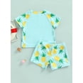 thumbnail image 4 of Kids Boys Swim Trunks Set Letter Pineapple Print Short Sleeve T-shirt and Shorts Two Piece Swimwear, 4 of 9