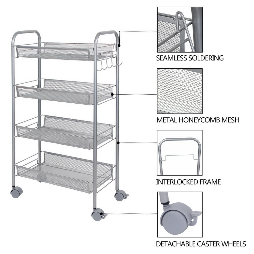 Kepooman 4-Tier Wire Shelving, Metal Storage Rack Shelving Unit Storage Shelf Kepooman 4-Tier Wire Shelving, Metal Storage Rack Shelving Unit Storage Shelf