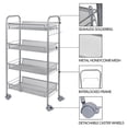 thumbnail image 6 of 4 Tier Rolling Cart with Honeycomb Mesh Baskets, Metal Utility Carts with Lockable Wheels and Hooks, Multifunction Storage Cart Organizer for Bathroom, Bedroom, Pantry, Kitchen, Home, Office (Silver), 6 of 9