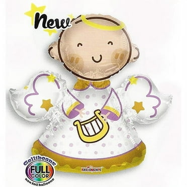 Baby Angel Shape Baptism Communion NON Foil Balloons 28 "
