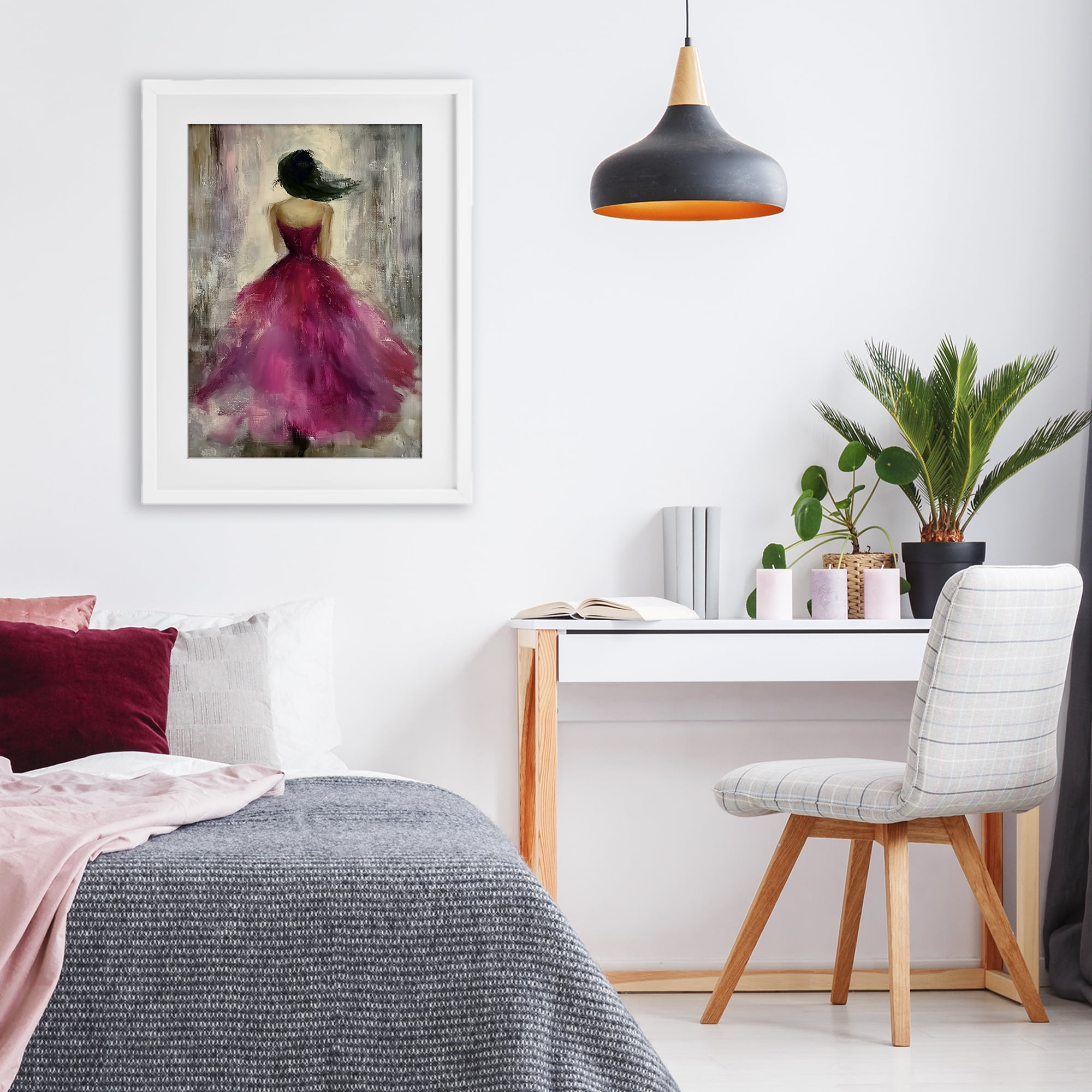 After Midnight Girl in Gown White Framed Print Under Glass, design by Annabelle Hall
