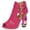 Fuchsia, variant on XYD Women Fashion Peep Toe Ankle Booties Crystal Block Heels Double Buckle Strap Cut-out Pumps Chic Dressy Shoes Size 12 White