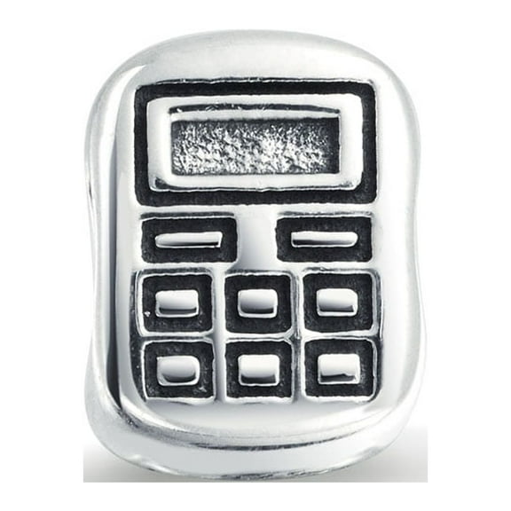 Bling Jewelry Womens Calculator Charm Bead Sterling Silver for European Bracelet for Math Lovers