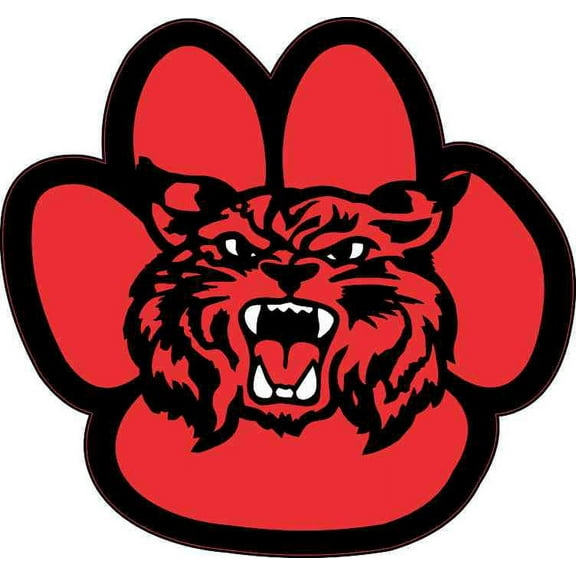 5in x 4.75in Red Wildcat Paw Sticker
